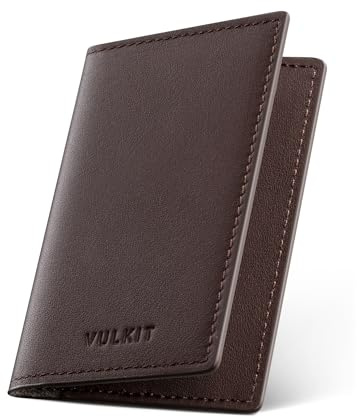 VULKIT Porte Carte de Visite Porte Carte Homme et Femme Slim Porte-Cartes Cuir Véritable pour 20 Cartes de Visite, Nappa Espresso