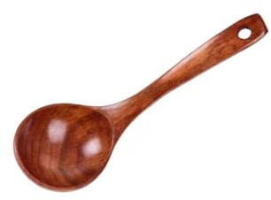 Cucharón japonés de madera para sopa, diseño curvado para remover guisos, gachas de avena, resistente al calor, herramienta de cocina resistente al calor, cuchara de sopa de madera