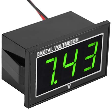 Headerbs Voltmètre Numérique LED DC Panneau de Compteur de Tension étanche Large Plage de Mesure, Facile à Connecter pour les Voitures pour Enfants, Vélos électriques, Conception Compacte de Petite