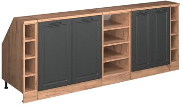 Vicco Dachschrägenschrank-Set Rion, Anthrazit Landhaus/Goldkraft Eiche, B210 x T60 cm 5er Set, platzsparend für Dachschrägen