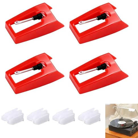 4 Piezas Aguja para Tocadiscos Compatible Crosley Ion Bush, Aguja de Diamante para Tocadiscos Repuestos Universales Stylus Punta Rubí Fonógrafo Fácil Alta Accesorio Reproductor Discos Sonido Claro