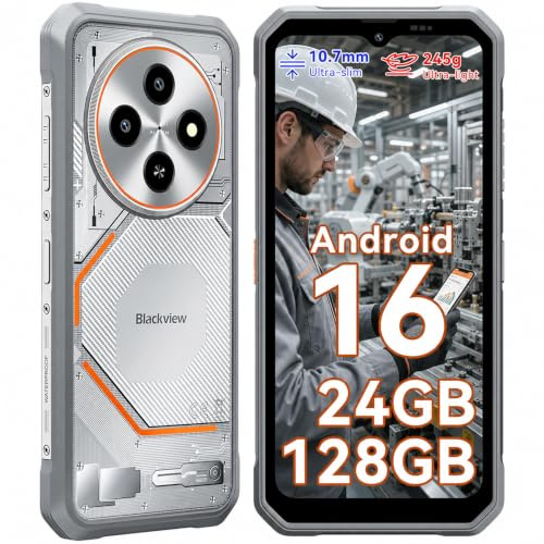 Blackview Fort 2 Rugged Smartphone Android 16 Ultrasottile 245g/10.7mm, 24GB+128GB/TF 2TB, 6.56 90Hz, 16MP+13MP, 4G Telefono Indistruttibile IP69K, NFC/Fingerprint/Modalità Guanti/3 Anni Garanzia