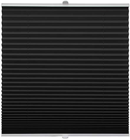 Plissee auf Maß für alle Fenster Montage Glasleiste Blickdicht mit Spannschuh Sonnenschutzrollo Schwarz Breite: 61-70 cm, Höhe: 40-100 cm