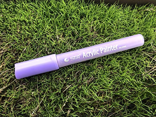KUNSTIFY Acrylstifte Einzeln Violett Marker permanent wasserfest, Filzstift Folienstift Acrylic Painter für Holz DIY-Handwerk Glas Metall Stein Keramik Papier Garten (Aster Tataricus)