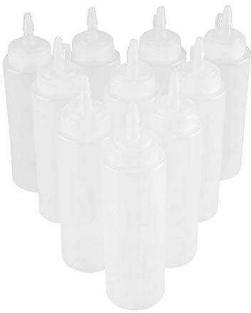 Sahne Squeeze Flasche 240ml 10er Packung Plastik Spritzen Sie Flaschen mit Deckeln MEHRWEG VERPACKUNG(Weiß)