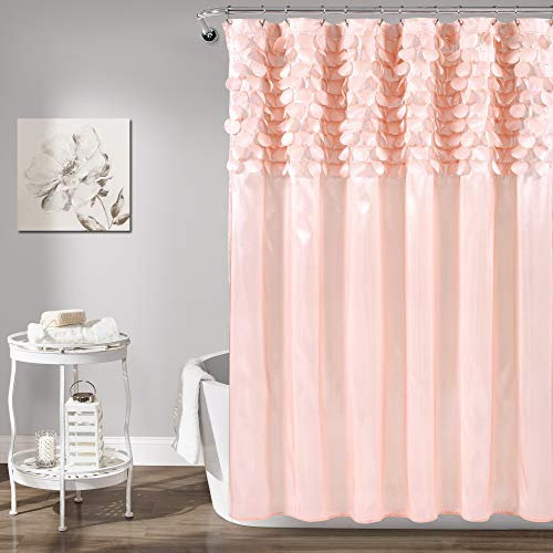 Lush Decor, Blush Lillian Duschvorhang, strukturiert, schimmerndes Kreis-Design, Badezimmer, 183 x 183 cm