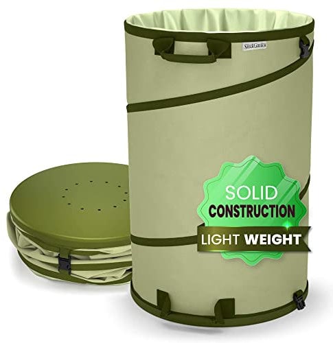 Zusammenklappbarer Gartenabfallsack aus Segeltuch, wiederverwendbar, strapazierfähig, gehärteter Boden, mit Abflusslöchern für Rasen, Pool, Garten, Müllsack (45 l, Gartensack)