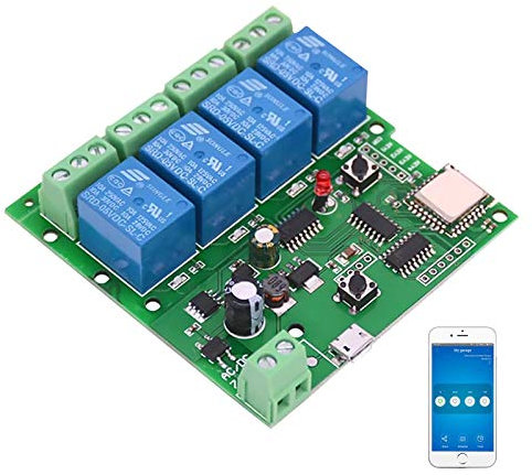 Newgoal WiFi Relè jog momentaneo/Interruttore autobloccante Modulo fai-da-te Domotica intelligente Controllo APP compatibile Alexa/Google Assistant/IFTTT (DC4-ew)