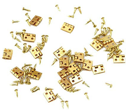 AMOYER 20PCS Mini Metallscharnier Goldene für 1/12 Haus Miniatur-Kabinett-Möbel Messing Scharnier Puppenstuben Miniatur-Schrank Schrank
