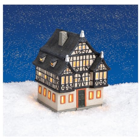 Wurm - Lichthaus Dreigiebelhaus aus Porzellan Bunt (B/H/T) 13x18x13cm