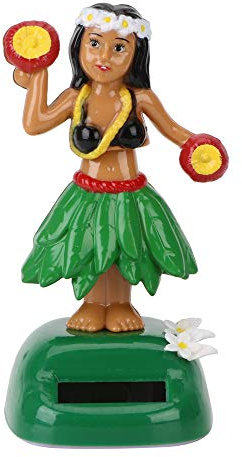 NOPNOG Auto Solar Shaking Head Ornament, Hula Hawaii Girl Style, für Auto Dashboard Dekoration (Grün)