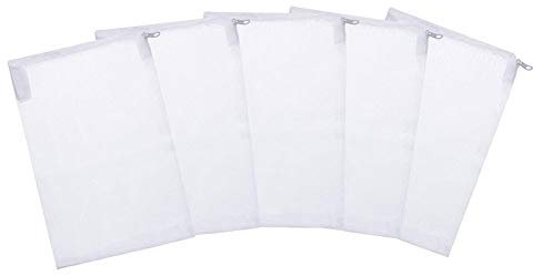 Aquarium Filterbeutel Aquarium Fein Micron Medien Mesh-Filterbeutel wiederverwendbarer Nylon-Beutel der mit Reißverschluss für Fish Tank Bio Ball, Aktivkohle, Aktivkohle-Keramik-Ringe 5pcs Weiß