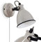 Wandleuchte Selki, moderne Wandlampe aus Metall in Grau glänzend/Weiß/Schwarz mit verstellbarem Strahler, Leuchte im Retro/Vintage-Design mit Zugschnur am Gehäuse, 1-flammig, E14, ohne Leuchtmittel