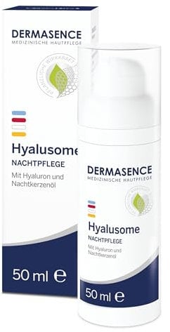 DERMASENCE Hyalusome Nachtpflege, 50 ml, regenerierende Gesichtscreme bei Feuchtigkeitsmangel und Elastizitätsverlust, glättet und pflegt über Nacht, mit Jojobaöl, vegan, sanft parfümiert