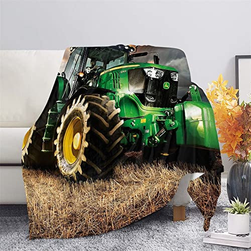 ZZXHG Kuscheldecke Flauschig GrüNer Traktor, Warme Flanell Fleecedecke Wohndecke Sofadecke, Weiche Plüsch Decke Blanket Für Kinder Erwachsene, Wendedecke Wolldecke Tagesdecke 220x240 XXL