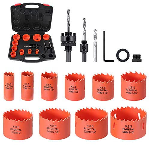 Knpwer 17 PCS Scie Cloche Bi-métal,19mm-64mm Coffret de Scie Trépan,pour bois, panneau PVC, aluminium, métal