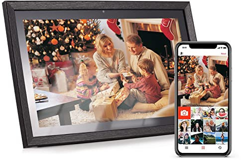 Digitaler Bilderrahmen WLAN 18,5 Zoll, Andoer Elektronischer Bilderrahmen mit IPS-Bildschirm Touch-Steuerung 16 GB Speicher Automatische Rotation Teilen Sie Fotos über APP mit Rückseitenständer
