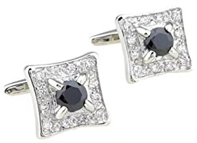 Herren Manschettenknöpfe Mit Kristallen Weiß Stahl Manschettenknöpfe Schwarz Diamant Beschichtet Mit Zirkonia Weiß Quadrat Manschettenknöpfe, One size, Messing, Kein Stein