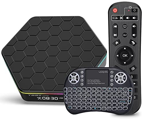 TV Box Android 12.0, Android Box 4GB 64GB Supports 6K 3D, Smart TV Box Allwinner H618 Quad-Core 64bit Cortex-A53 Wi-FI 2.4G/5G LAN 10/100M BT 5.0 avec télécommande et Mini Clavier