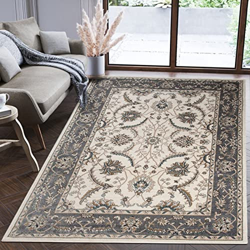 Mazovia Orientalisch Teppich - Traditioneller Teppich für Wohnzimmer, Esszimmer - Orient Teppiche Ornament - ÖKO-TEX Wohnzimmerteppich Creme Grau - 200 x 300 cm