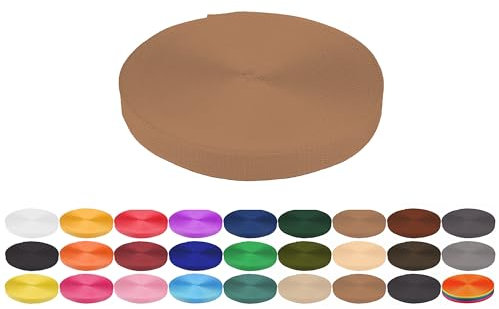 Gurtband 5 Meter aus Polypropylen PP- Gurtband Taschengurtband Breiten 20 mm 25 mm 30 mm 40 mm zur Auswahl (hier Hellbraun 40 mm)