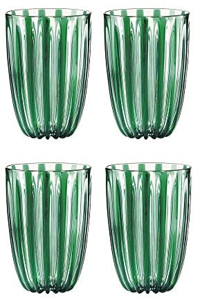 Guzzini Set 4 Bicchieri da Bibita Acqua Bevanda Dolcevita 12390069 Trasparente Verde Smeraldo Plastica Biologica 470cc