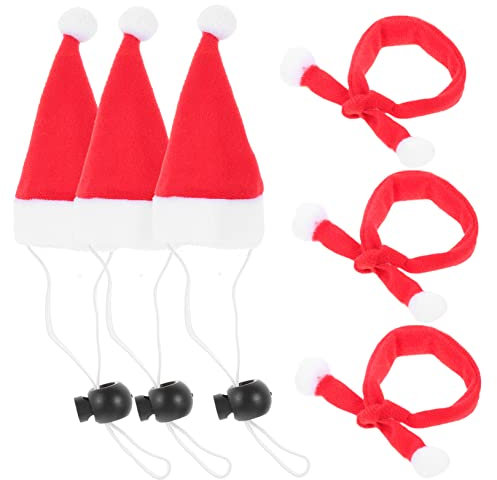 ABOOFAN 6st Haustier Weihnachtsmütze Meerschweinchen-weihnachtsmütze Verschluss Der Rotweinflasche Hunde-Huhn-kostüm Hund Weihnachtsmütze Und Schal Hühnerhüte Kleine Tiere Flanell