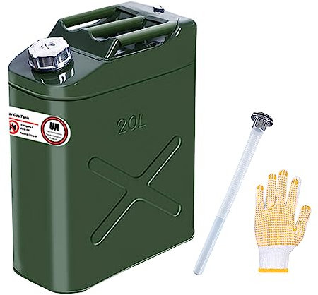 Zemoeng Tanica in metallo da 20 l con beccuccio flessibile per gasolio, benzina, approvato dalle Nazioni Unite