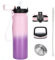 OLDLEY Stainless Steel Water Bottle with Straw 1L Vaccum Insulated Large Drink Flask Metal Water Bottles 1 litre Leakproof Keep Drinks Hot Cold for Sports Gym with Different Lids(Pink Purple, 3 Lids)