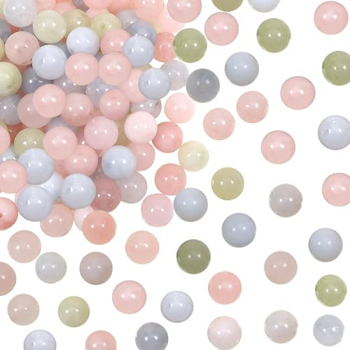 TOAOB 100 Stück 8mm Natürliche Edelstein Morganit Perlen Runde Lose Perlen mit Loch zum Schmuck Basteln Auffädeln DIY Armband Halsketten Schmuckherstellung