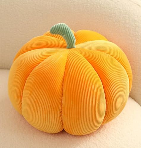 Bettschlange Kürbis Kissen, 3D Kürbis Deko, Halloween Plüsch Gemütliche Herbst Gefüllte Zierkissen für Erntedankfest Weihnachten Schlafzimmer, Stuffed Plushh, Orange, 20cm