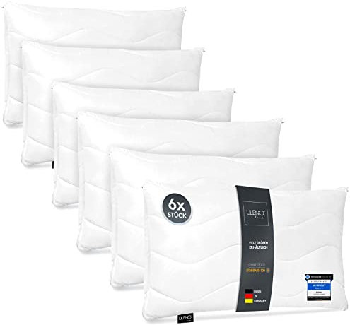 LILENO HOME Kopfkissen 60x80 cm [6er Set] als Kissen-Füllung - Bett oder Deko Kissen mit Reißverschluss zum Anpassen - Waschbar bis 95° - Sofa-Kissen & Zierkissen für Couch/Bett