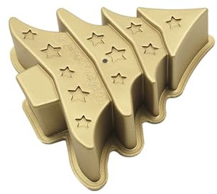 HSU'S 3D Weihnachten Baum, Silikon Backformen Schimmel, Goldene Farbe, Backen, Kuchenteller, brot，Perfekt für Feiertagspartys