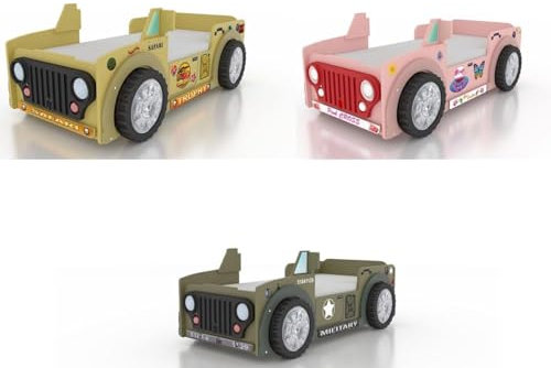 Faizee Möbel Jeep Kinderbett Modell Safari Hochwertiges MDF Kinderzimmer Bett 207x116x76