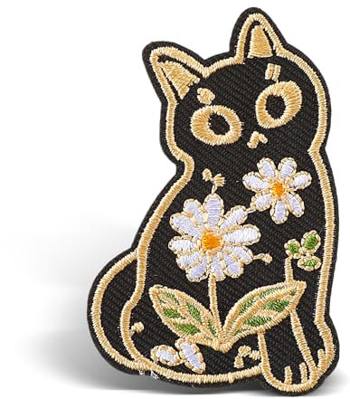 COMNICO Embroidered Patches, Cartoon Cute Cat Iron On Patch Embroidered Badge Appliques Repair Patch DIY Clothes Accessories for Backpacks Jackets Jeans(Cat)