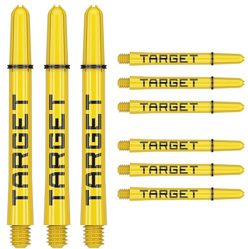 Target Darts Pro Grip Tag Shaft (9er Pack) Multipack Shafts, Professionelles Dart-Zubehör, Dart Shaft Set - Schwarz & Gelb, Mittlere Länge (47.5mm)