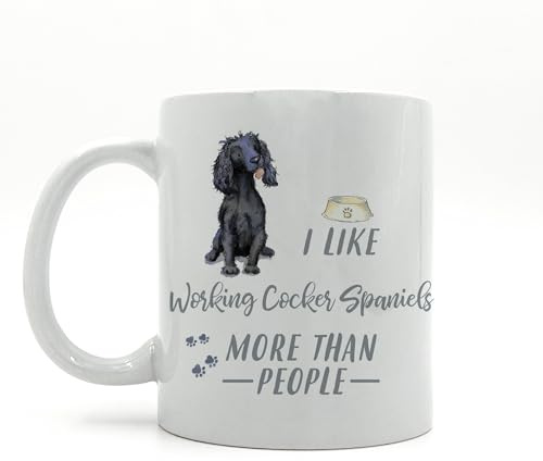 Image Industry I Like Dogs More Than People Working Cocker Spaniel Black Ceramic Mug - Dog Lovers - Coffee Mug - Dog Mug