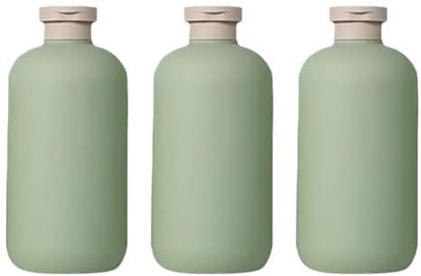 FRCOLOR Lot de 3 bouteilles compressibles en plastique avec couvercle à rabat - 500 ml - Réutilisables et rechargeables - Pour crème, lotion, shampoing, après-shampoing