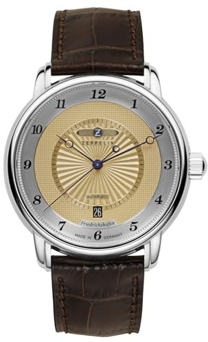 Zeppelin Herrenuhr Serie Friedrichshafen Automatik mit braunem Lederarmband 8556-5