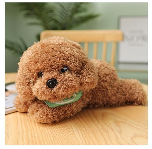 TOPLITHE Teddy Hund Plüsch, Simulationswelpe Kuscheltier Pelziges Kuscheliges Plüschkissen Geschenk for Jungen Und Mädchen Heimdekoration(Brown,27CM/10IN)