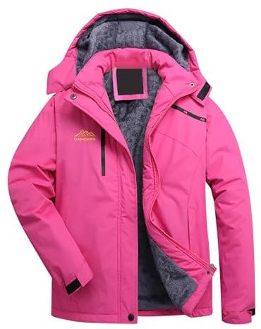 HAOLEI Giacca da Sci Impermeabile Donna Montagna Giacche Pile Invernale Antivento Cappotto con Cappuccio Giacche Softshell da Escursionismo da Donna Giacca Antivento Giacche Sportive e Tecniche