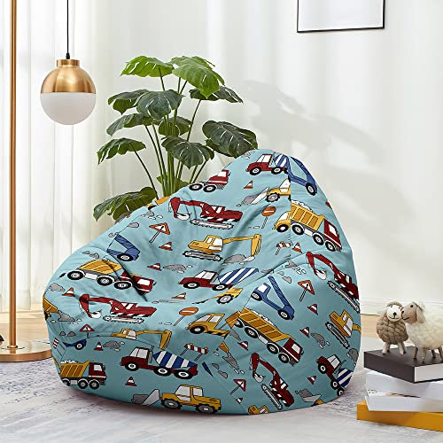 Odot CartoonAuto-Druck Sitzsack, Sitzsack Bezug, Sitzsack Bezug Ohne Füllung, Komfortabler Abnehmbarer Bean Bag, Outdoor Sitzsack für Indoor Outdoor Living Room Decor (Cartoon-Auto,90x110cm)