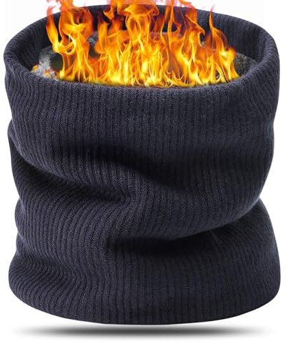 BARFULKER Winter Halsschlauch Herren Damen, Warm Gefüttert Strickschal Schlauchschal Ski Halswärmer Gesichtsschal Fleece Loop Schal Winddichte Gesichtsmaske Unisex, Marineblau