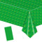 MORAINJAY Nappe Verte Vaisselle Anniversaire à Thème Blocs de Construction,137x274cm Nappe en Plastique Réutilisable,Imperméable,Idéal pour Cadeau d'enfant,Baby Shower,Table Décoration Fête Créative