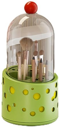 Organisateur de maquillage rotatif - Support de pinceaux de maquillage rotatif - Avec couvercle - Organiseur de commode avec insert rouge et oblique - Crayon rotatif à 360 °