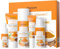 QUIYUM Kurkuma Vitamin C Hautpflege Set, 5 teiliges Gesichtspflege Geschenkset für Damen, mit Reiniger, Toner, Serum, Augencreme und Feuchtigkeitscreme