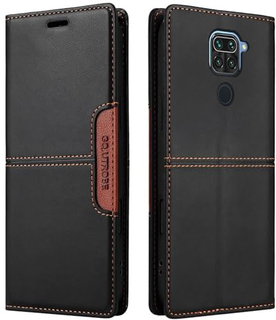 NETANY Compatible con Funda para teléfono Xiaomi Redmi Note 9 4G /Redmi 10X 4G,Funda Protectora de Soporte Plegable de Cuero PU,con Bolsillo [Cierre magnético] Cartera Flip Funda de teléfono (Negro)