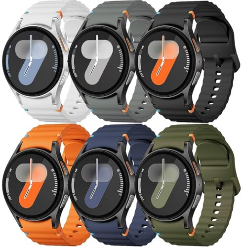 for Samsung Galaxy Watch 7/6/5/4/FE Strap 40mm 44mm/Galaxy Watch 6 Classic Strap 47mm 43mm/Galaxy Watch 4 classic Strap 46mm 42mm/Watch 5 pro 45mm,Silicone Sport Straps No Gap Band Men Women,6pack-A