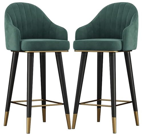 Moderne Barstühle aus Samt, drehbar, mit gebogener Rückenlehne, Fußstütze und rutschfesten Fußpolstern für Zuhause, Kneipe, Küche, Esszimmer, stilvolles und bequemes Fell