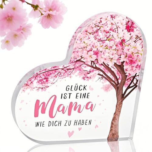 Aruigu Geschenke für Mama, Mama Geschenk, Mama von Tochter Sohn, Einzigartige Herzförmige Acryl Heimdekoration, Beste Mama Geschenk, Muttertag Geburtstags Geschenk für Mama